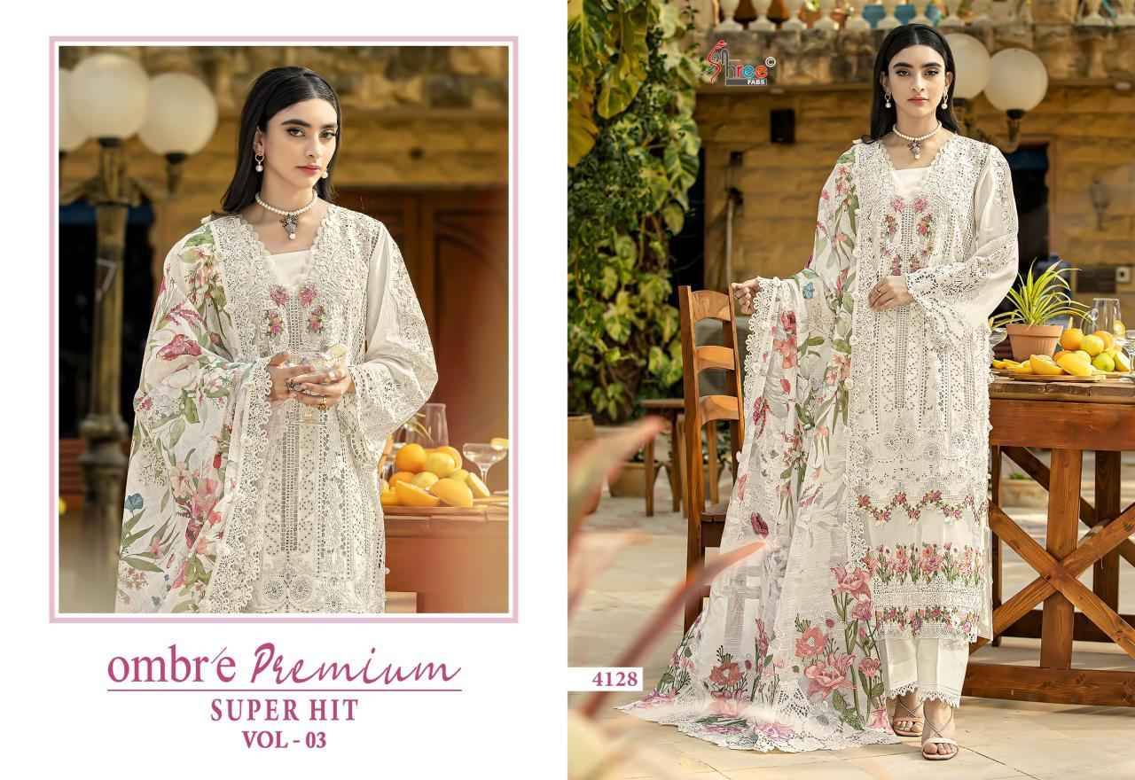 OMBRE PREMIUM SUPER HIT VOL-3 By Shree Fab 4125 to 4128 Series Beautiful Pakistani Suits Colorful Stylish Fancy Casual Wear & Ethnic Wear Pure Cotton Print Dresses At Wholesale Price